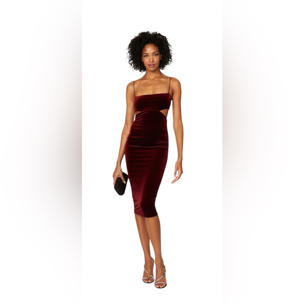 Nookie Déjà Vu Velvet Midi Dress – Deep Burgundy